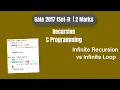 GATE 2017 C Programming PYQ Recursion Infinite Recursion vs Infinite Loop Step-by-Step Solution