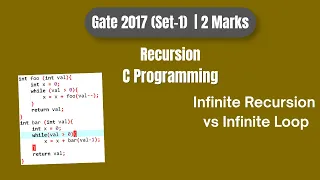 GATE 2017 C Programming PYQ Recursion Infinite Recursion vs Infinite Loop Step-by-Step Solution