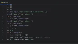 Finding rank correlation coefficient spearman s formula - python