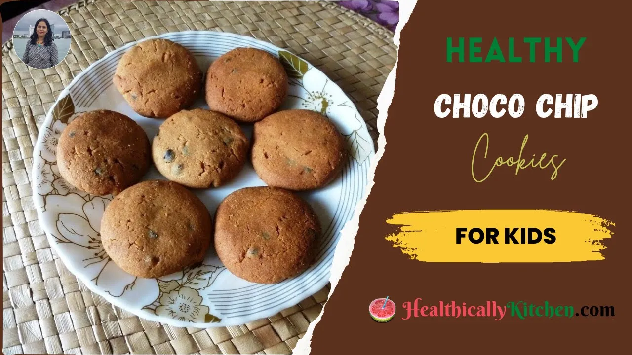 Eggless Choco Chip Cookies  Whole Wheat Chocolate Chip Cookies   Healthy Cookies Recipe With Jaggery