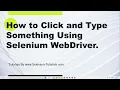 Click and SendKey Operations in Selenium Webdriver