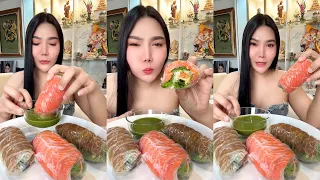 สลัดโรลแซลม่อนกุ้งดอง | ไอซ์ซี่ กินยั่ว