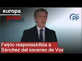 Lagu Feijóo culpa a Sánchez de la subida de Vox y pide a Abascal \