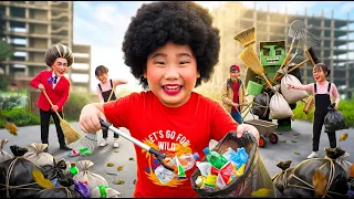 The Curly-Haired Boy's Lesson in Picking Up Trash to Protect the Environment