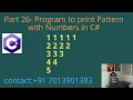 Print Pattern with Numbers in C - Part 26