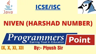 Niven Number OR Harshad Number in Java JAVA FOR ICSE By Piyush Sir