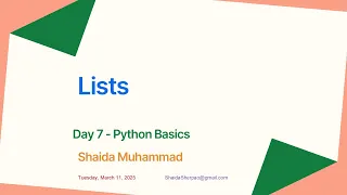 Lecture 7 Lists in Python Python Ramzan Free Online Course in Pashto 2025