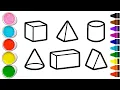 3D Shapes Drawing Drawing and Coloring Easy Step by Step