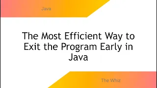 The Most Efficient Way to Exit the Program Early in Java