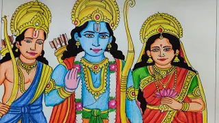 How to draw a beautiful & easy drawing of Lord Ram,Lord Lakshman & Mata Sita/Diwali special drawing