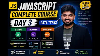 Day 3 JavaScript Data Types Explained String Number Boolean DSA with JavaScript