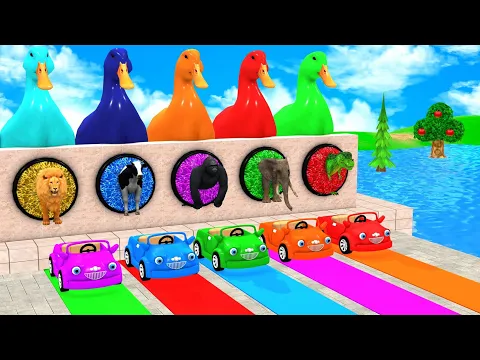 Video Thumbnail: Long Slide Game with Cow Elephant Gorilla Hippopotamus Tiger 3d Animal Game Funny 3d Animals