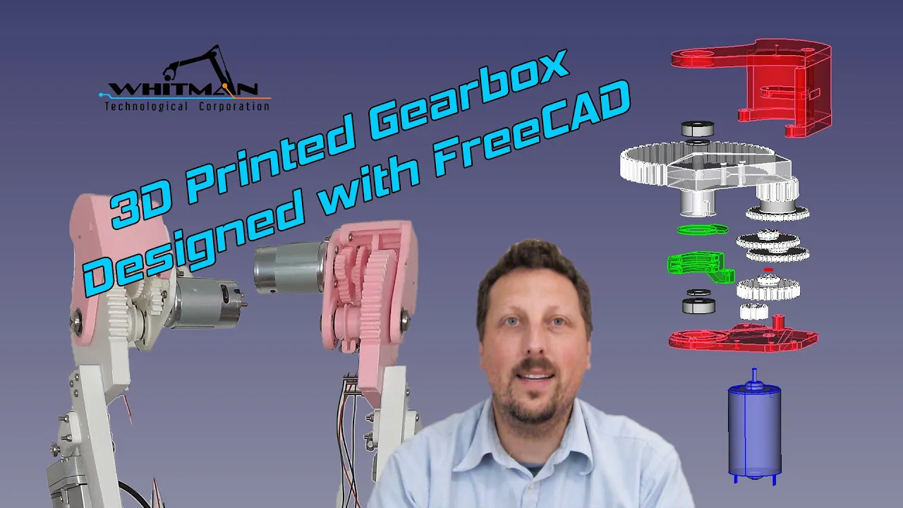 Robot Hip Gearbox - FreeCAD design and 3D printing - Nephele Robot Project