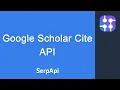 Google Scholar Cite API overview - Scrape Google Scholar Cite SerpApi