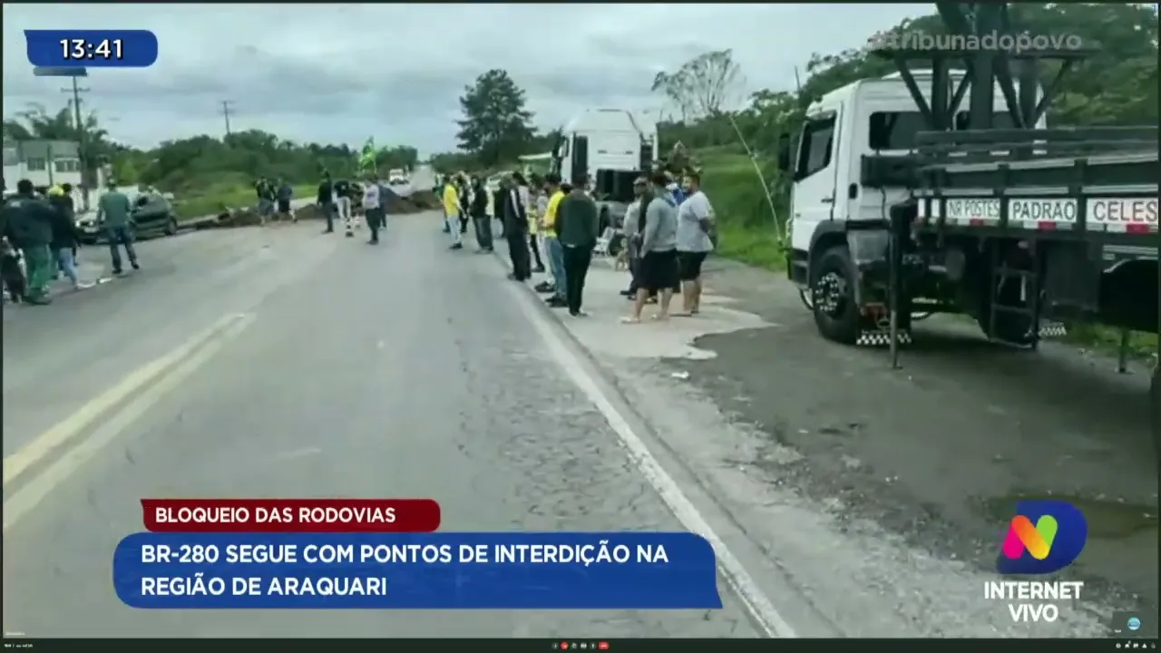 Bloqueio das rodovias: BR 280 segue com pontos de interdição na região de Araquari