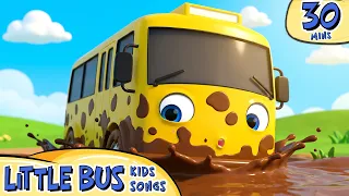 Schoolbus Stuck In The Mud!! | Little Bus Kids Songs