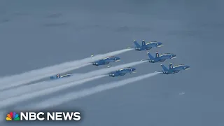 Blue Angels fly over New York Harbor as part of Sail4th 250