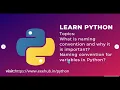 What are the variable naming convention Python for Beginners EEEHUB