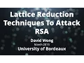 Lagu Attacking RSA with lattice reduction techniques (LLL)
