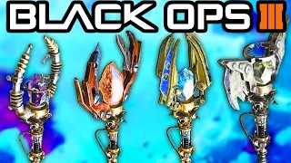 BO3 ORIGINS ALL STAFFS UPGRADES GUIDE ICE FIRE WIND LIGHTNING UPGRADES Zombies Chronicles