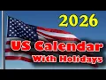 2026 Calendar with Holidays Calendar 2026 US Calendar 2026 United States 2026 Calendar 2026