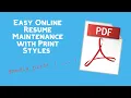 Easy HTML and PDF Resume with Print Media Styles
