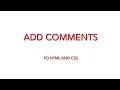 HTML CSS How to Add Comments