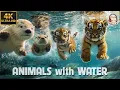 Download Lagu CUTE ANIMALS Playing in Water 4K(60FPS) |  Relax with JAZZ MUSIC - STREAM FOREST Sound