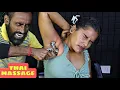 She Received Thai Massage Heavy Oil Body Massage Spine Neck Cracking Head Massage ASMR