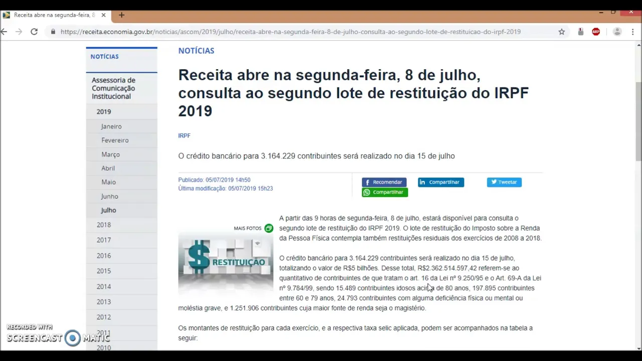 Receita Federal começa  restituição do primeiro lote do IR 2014. 