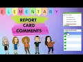 Elementary Report Card Comments