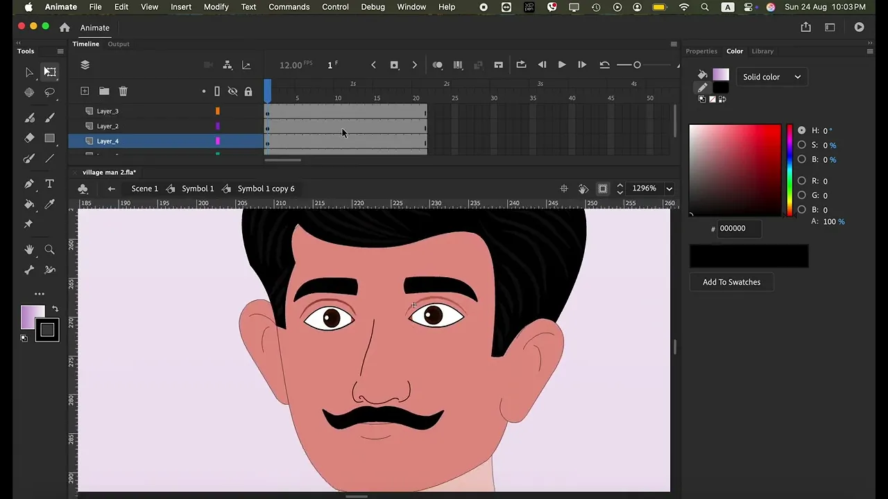 2d Village Man Character for Adobe Animate CC