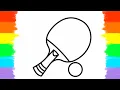 How to Draw and Color Table Tennis Racket and Ball Coloring Page
