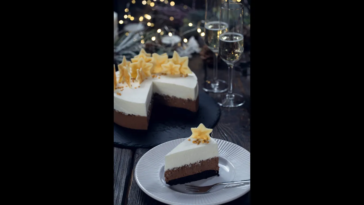 Happy New Year with Chocolate Champagne Mousse Cake  #shorts