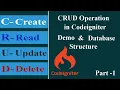 CRUD Operation in Codeigniter in Hindi Demo and Database Structure Part 1