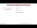 Anonymous types and var Keyword C Getting Started