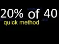20 de 40 percentage of a number 20 percent of 40 procedure