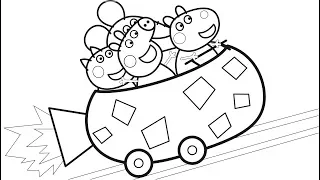 Peppa Pig Coloring Pages Peppa Pig s Roller Coaster FUN Learn Colors For Children