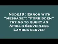 NodeJS Error with message Forbidden trying to query an Apollo Serverless Lambda server