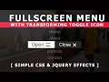 Fullscreen Navigation Menu with Transforming Menu Toggle Icon - jQuery Animated Menu Icon Tutorial