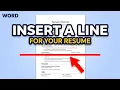 How To Insert a Line In Word For Resume