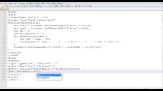 How to make a times table with javascript