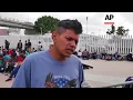 Central American asylum seekers wait at US border crossing