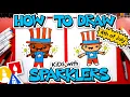 How To Draw Kids With Sparklers For Independence Day 4th of July