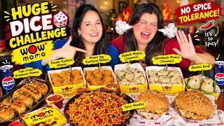 Huge Dice Challenge😱 with Wow Momos Items🔥 Foodie Sisters mei kisne zada khaya?🌶️ Viral Mukbang😍