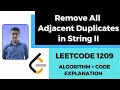 Remove All Adjacent Duplicates in String II Stack C LeetCode 1209
