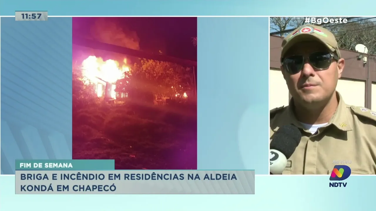 Briga e incêndio em residências na Aldeia Kondá em Chapecó