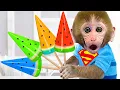 Download Lagu Bebé Mono BonBon construye una casa con lego y va a cosechar frutas. - MONO BONBON ESP