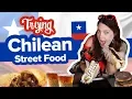 Download Lagu Chilean Food is Crazy Good. Street Food feast! Completo, Empanada de pino, Mote con huesillo + more