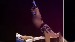 Emery flashes breasts Tai Emery flashes the audience after a win - at a BKFC event in Bangkok Tai